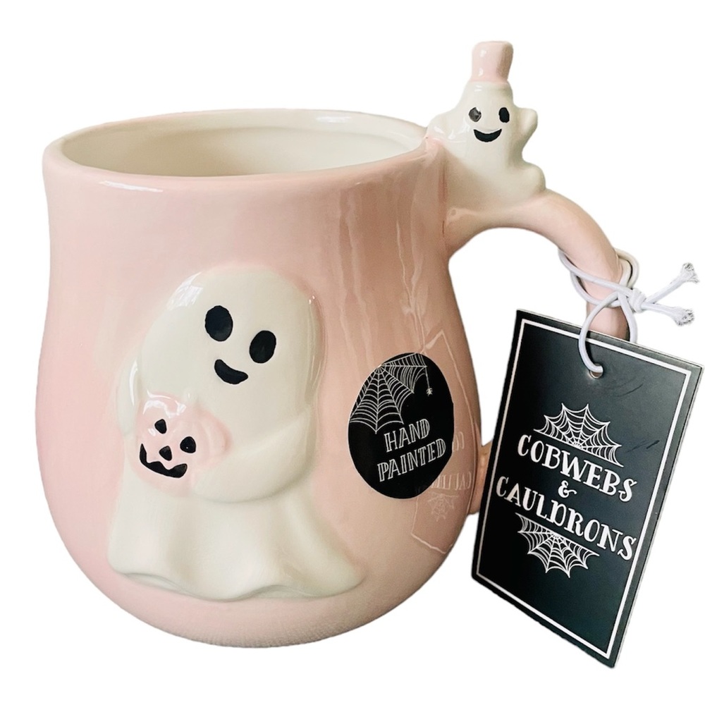 Cobwebs & Cauldrons Pink Ghost 3D Mug